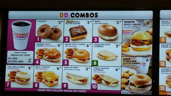 Dunkin’ Donuts Breakfast Menu