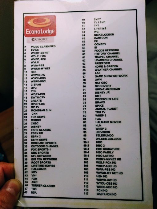 Econo Lodge menu